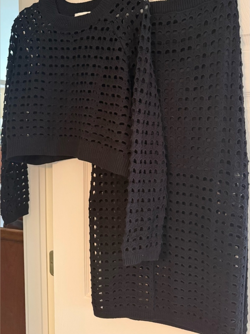 Sophisticated Black Open Knit Set